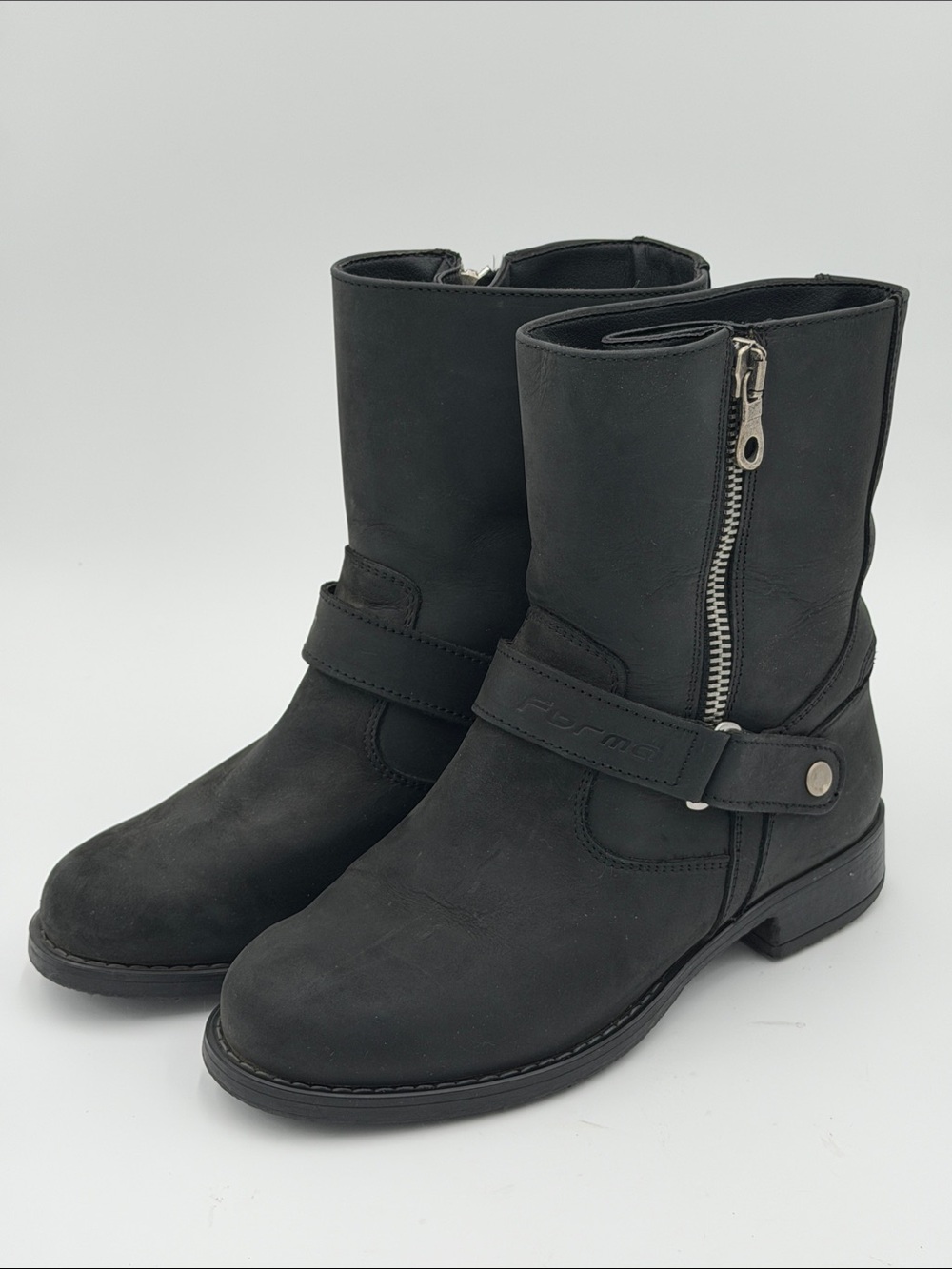 FORMA DryTex Black Leather Mid-Calf Zip Motor Boots Size 39 EUR